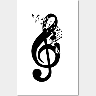 Treble Clef - Bass Guitar Posters and Art